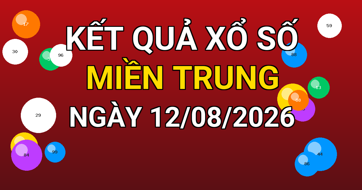 Kết quả xổ số Miền Trung ngày 12/08/2026