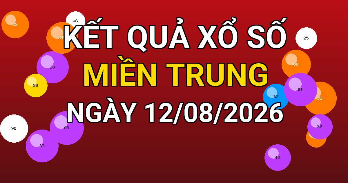Kết quả xổ số Miền Trung ngày 12/08/2026