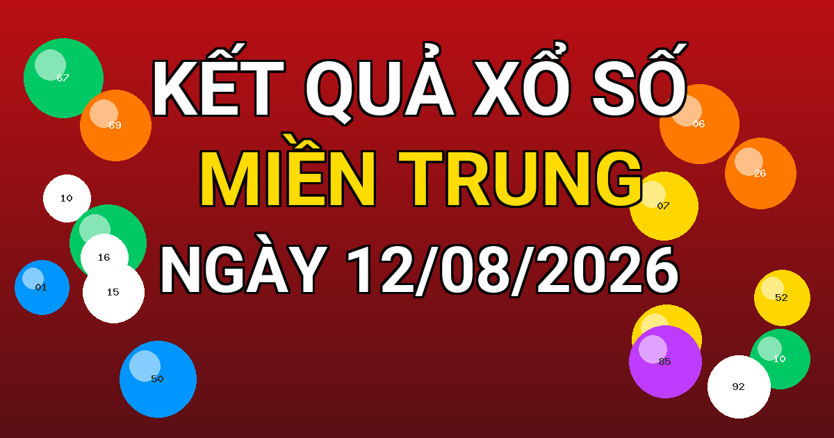 Kết quả xổ số Miền Trung ngày 12/08/2026