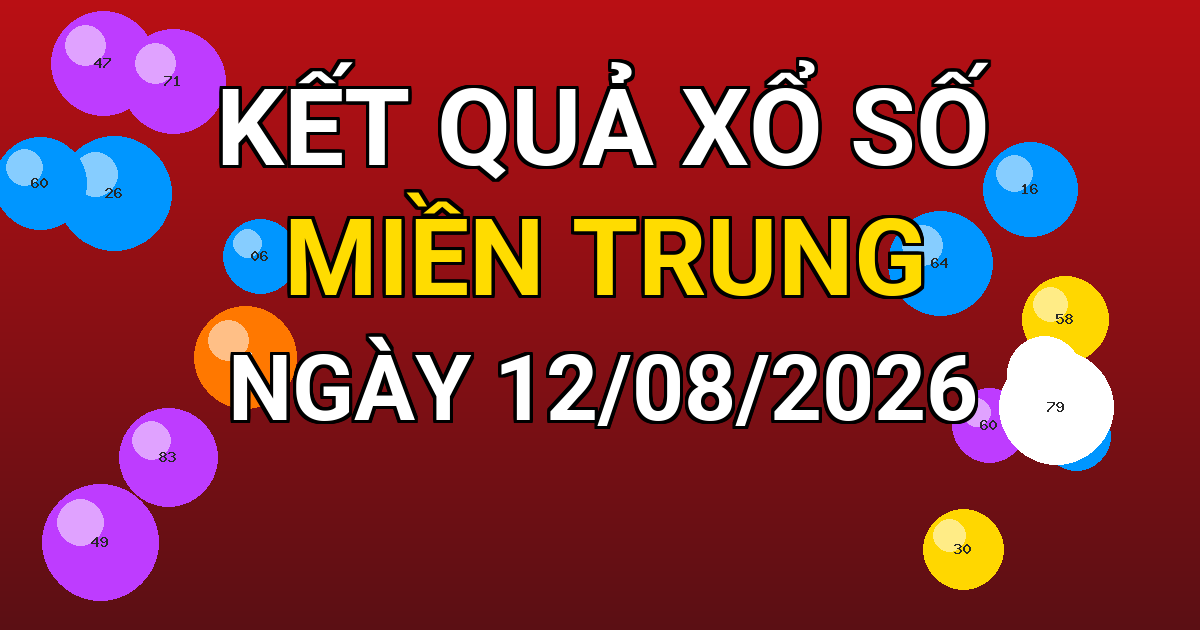 Kết quả xổ số Miền Trung ngày 12/08/2026