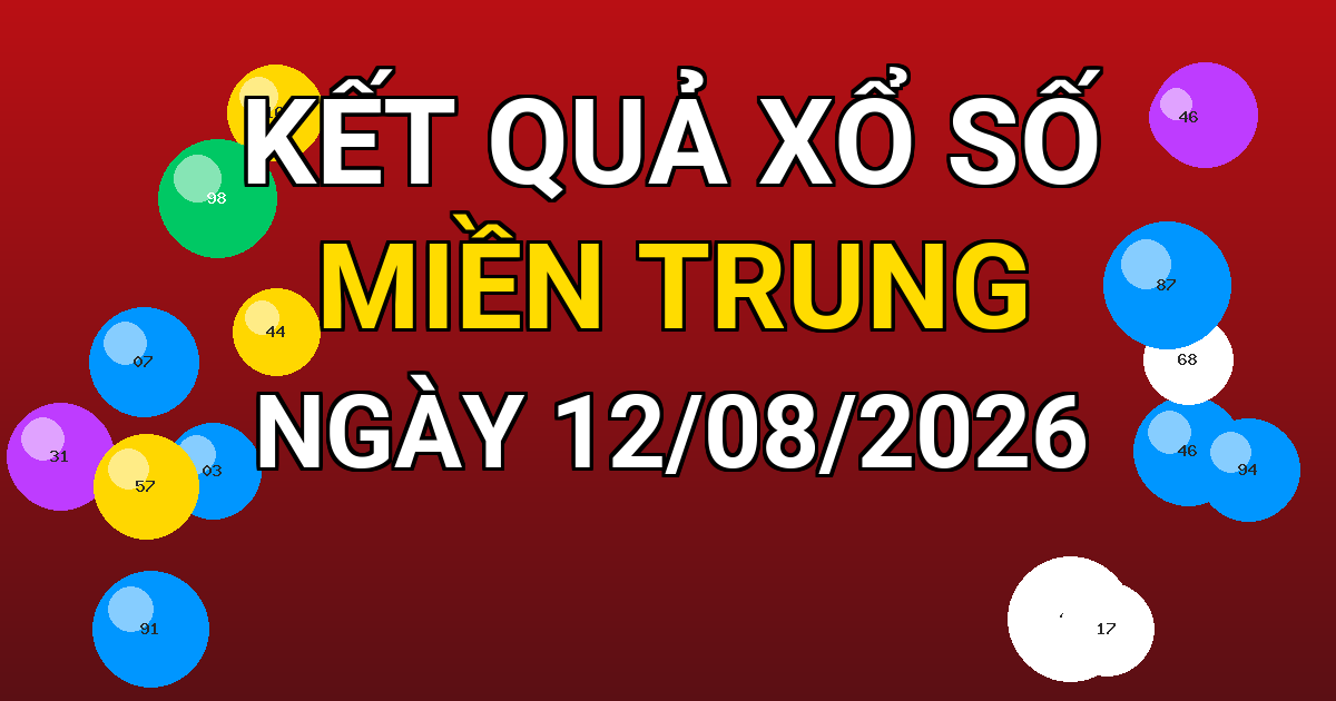 Kết quả xổ số Miền Trung ngày 12/08/2026