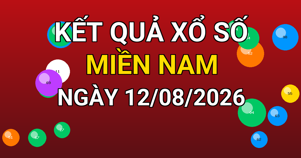 Kết quả xổ số Miền Nam ngày 12/08/2026