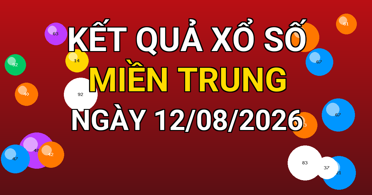 Kết quả xổ số Miền Trung ngày 12/08/2026
