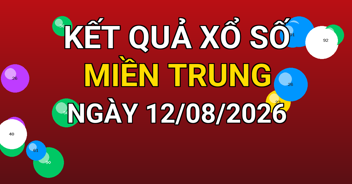 Kết quả xổ số Miền Trung ngày 12/08/2026