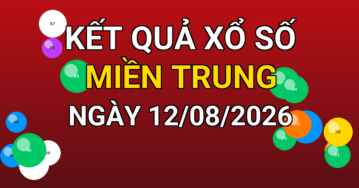 Kết quả xổ số Miền Trung ngày 12/08/2026