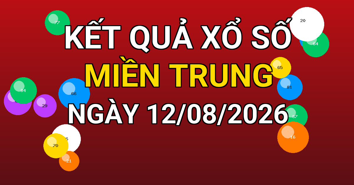 Kết quả xổ số Miền Trung ngày 12/08/2026