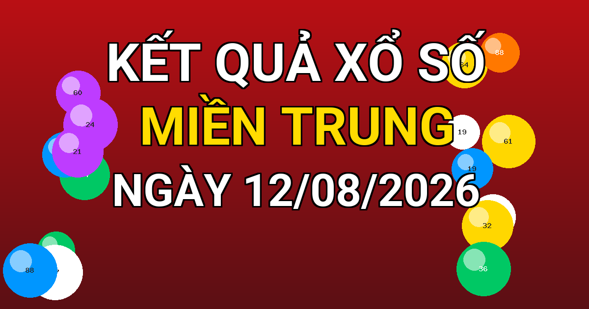Kết quả xổ số Miền Trung ngày 12/08/2026