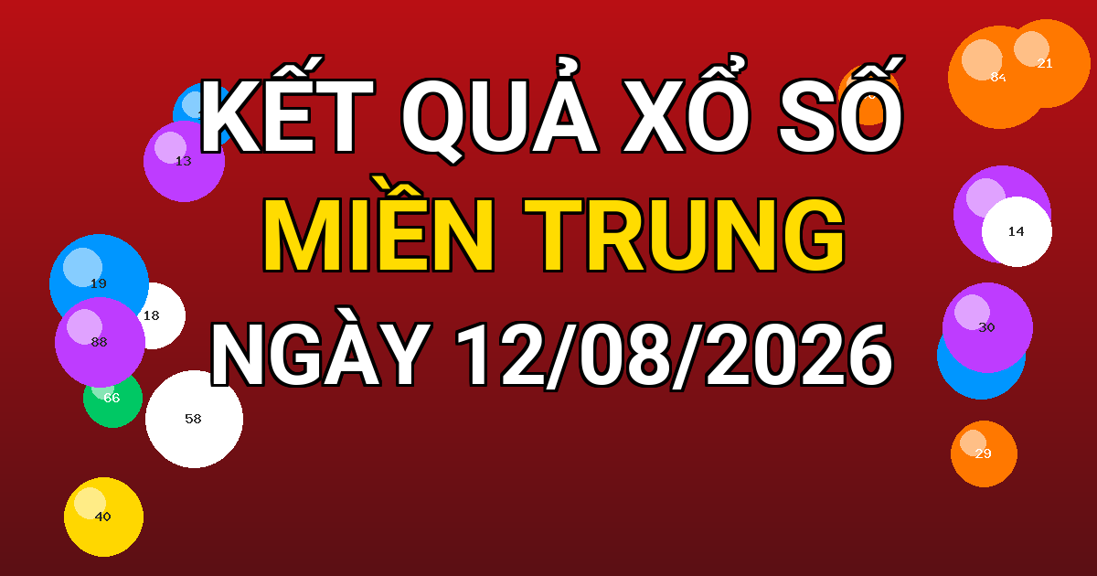 Kết quả xổ số Miền Trung ngày 12/08/2026