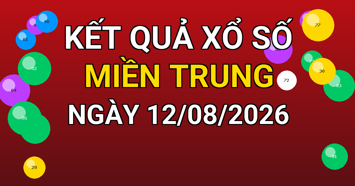 Kết quả xổ số Miền Trung ngày 12/08/2026