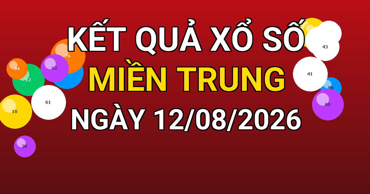 Kết quả xổ số Miền Trung ngày 12/08/2026