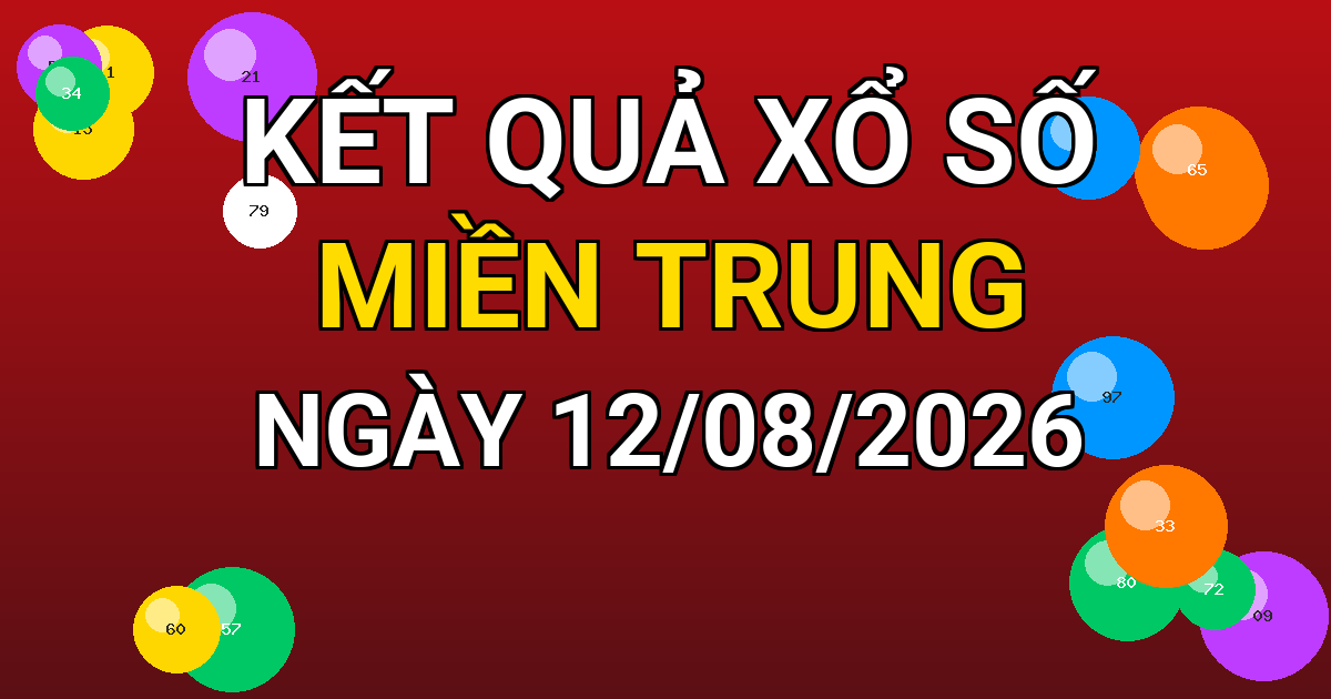 Kết quả xổ số Miền Trung ngày 12/08/2026