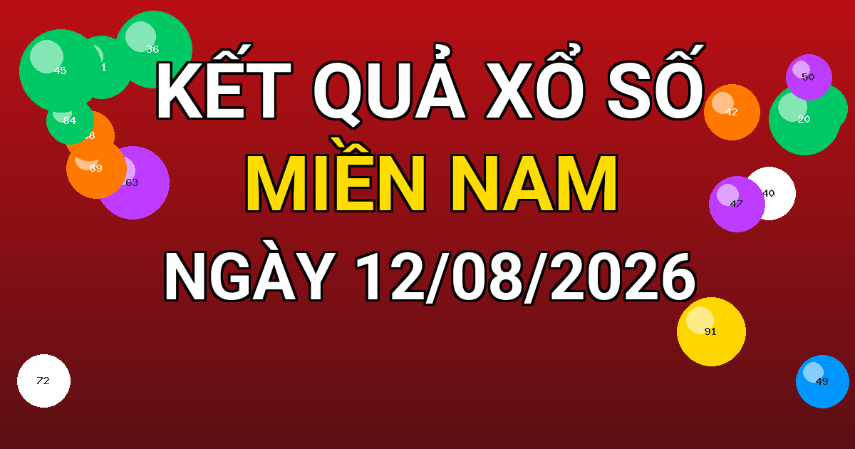 Kết quả xổ số Miền Nam ngày 12/08/2026