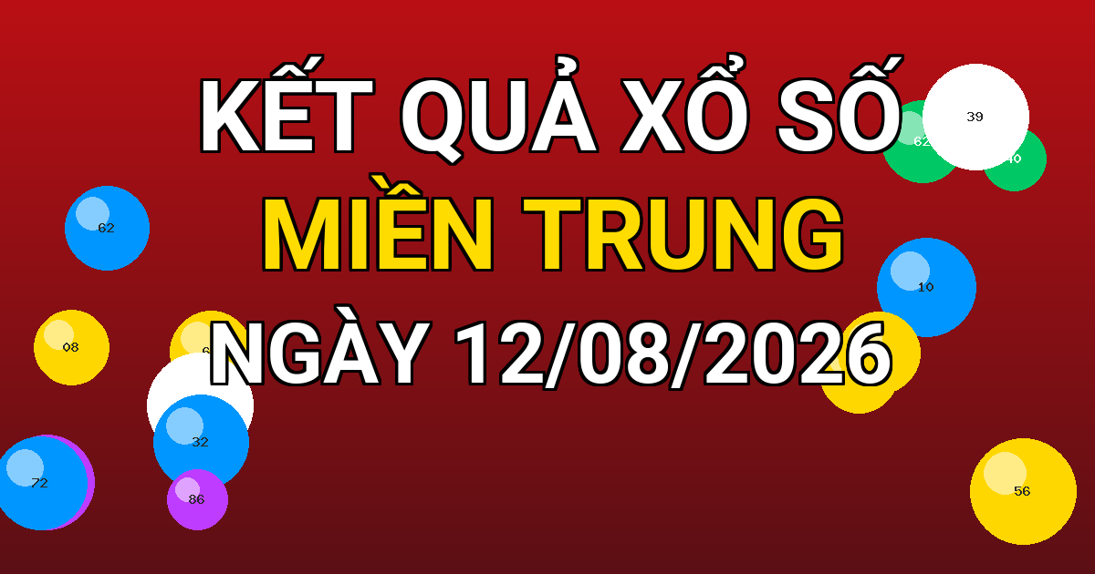 Kết quả xổ số Miền Trung ngày 12/08/2026