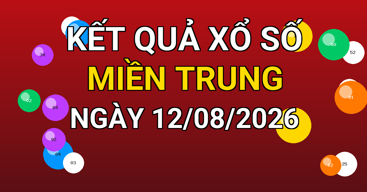 Kết quả xổ số Miền Trung ngày 12/08/2026