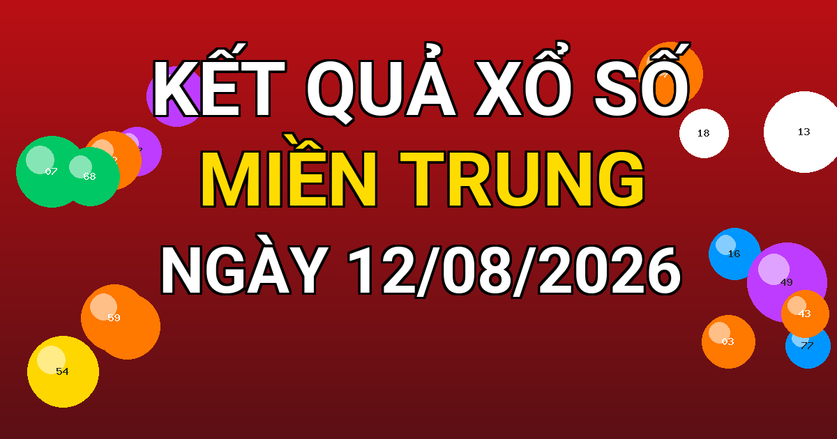 Kết quả xổ số Miền Trung ngày 12/08/2026