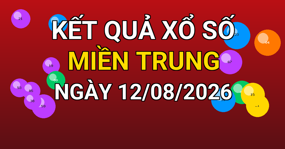 Kết quả xổ số Miền Trung ngày 12/08/2026