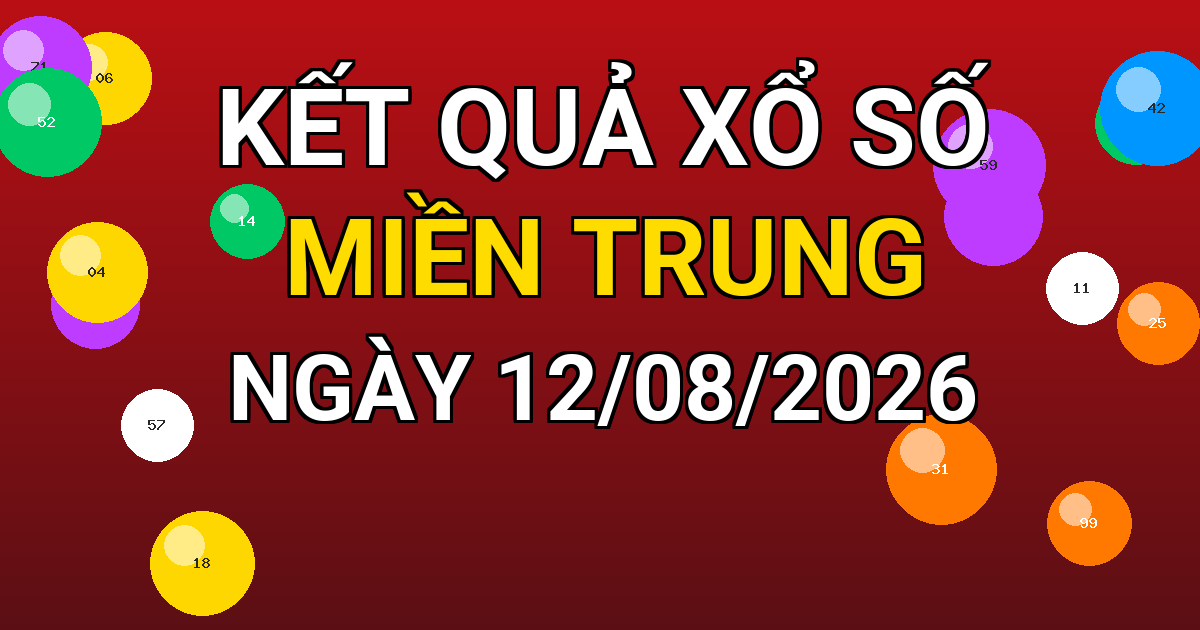 Kết quả xổ số Miền Trung ngày 12/08/2026
