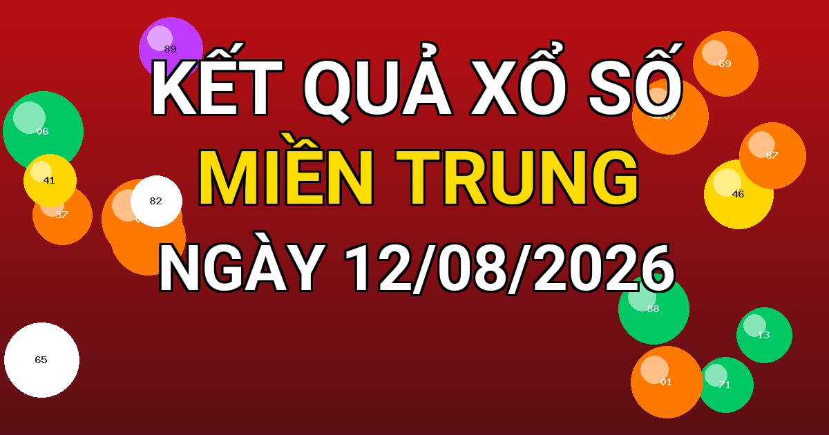 Kết quả xổ số Miền Trung ngày 12/08/2026