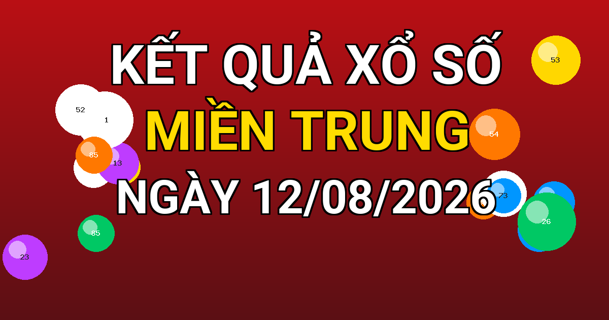 Kết quả xổ số Miền Trung ngày 12/08/2026
