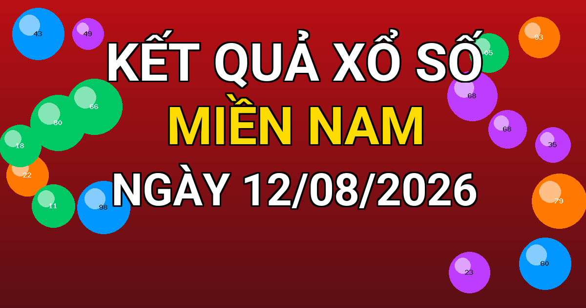 Kết quả xổ số Miền Nam ngày 12/08/2026