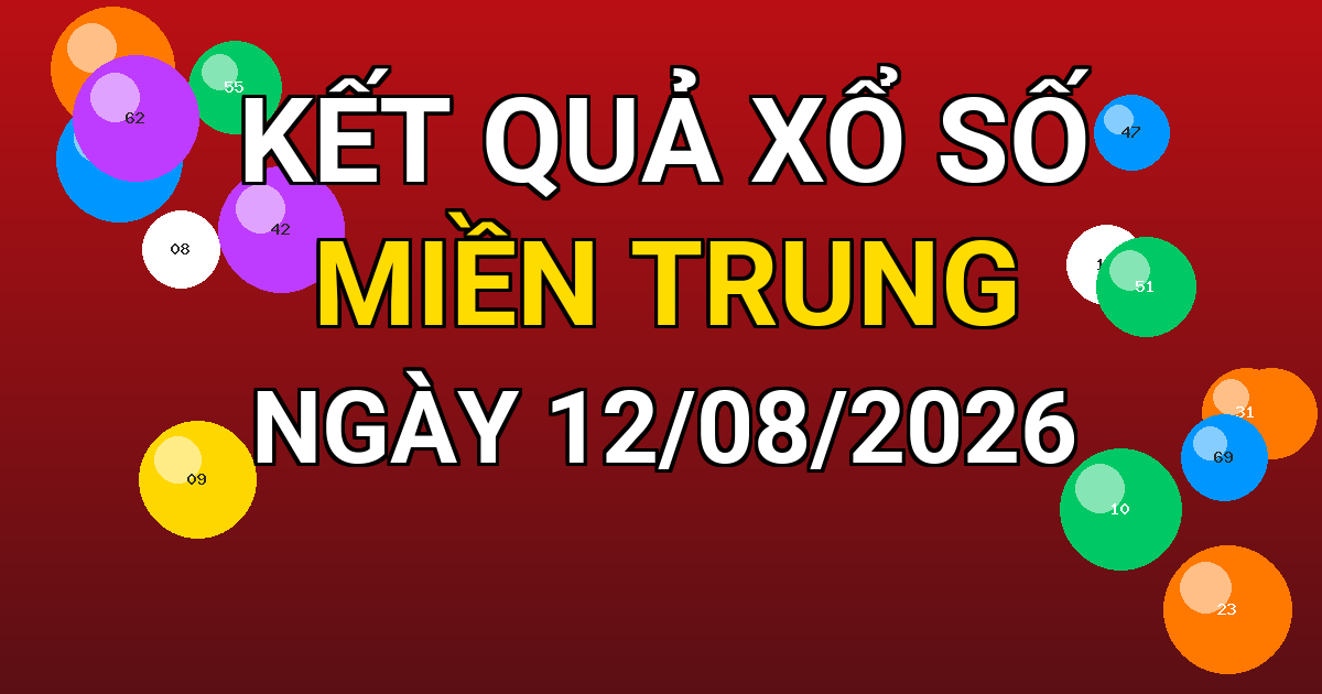 Kết quả xổ số Miền Trung ngày 12/08/2026