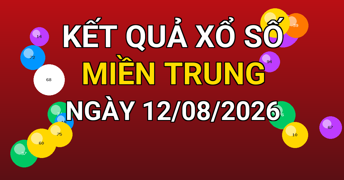 Kết quả xổ số Miền Trung ngày 12/08/2026