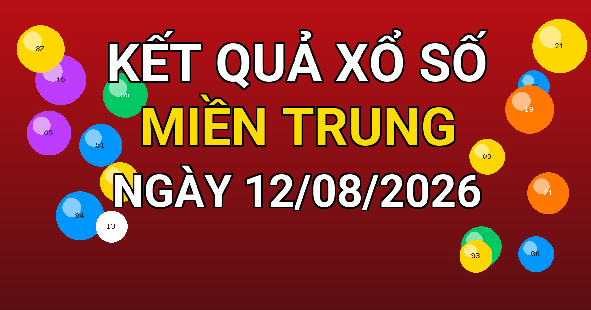 Kết quả xổ số Miền Trung ngày 12/08/2026