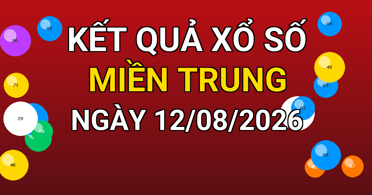 Kết quả xổ số Miền Trung ngày 12/08/2026