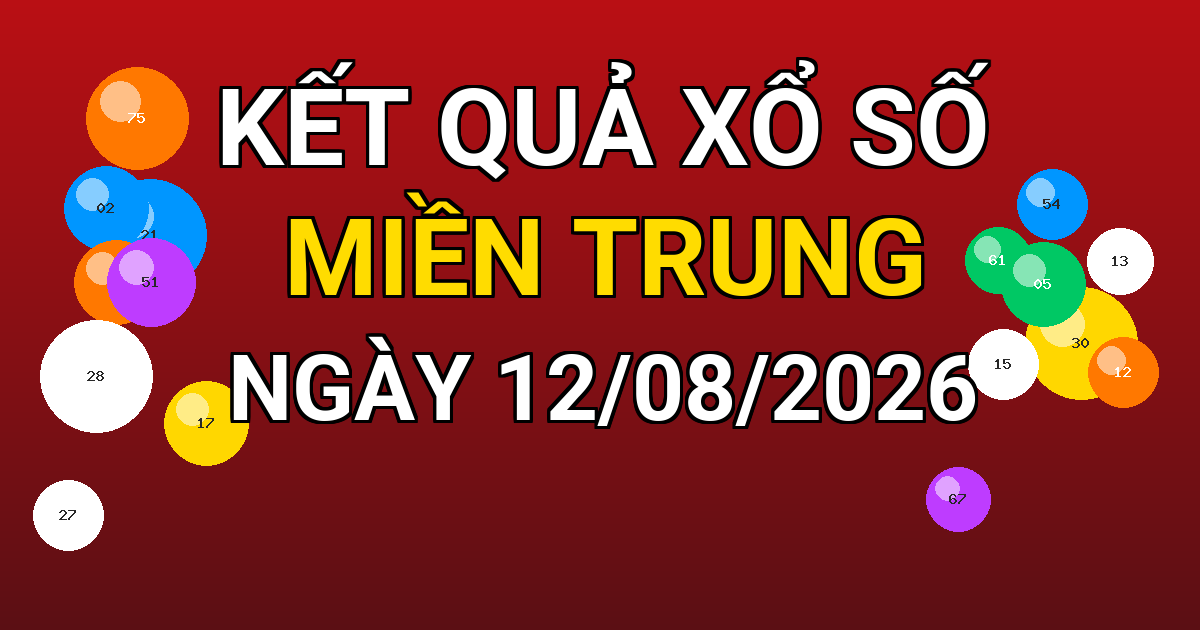 Kết quả xổ số Miền Trung ngày 12/08/2026