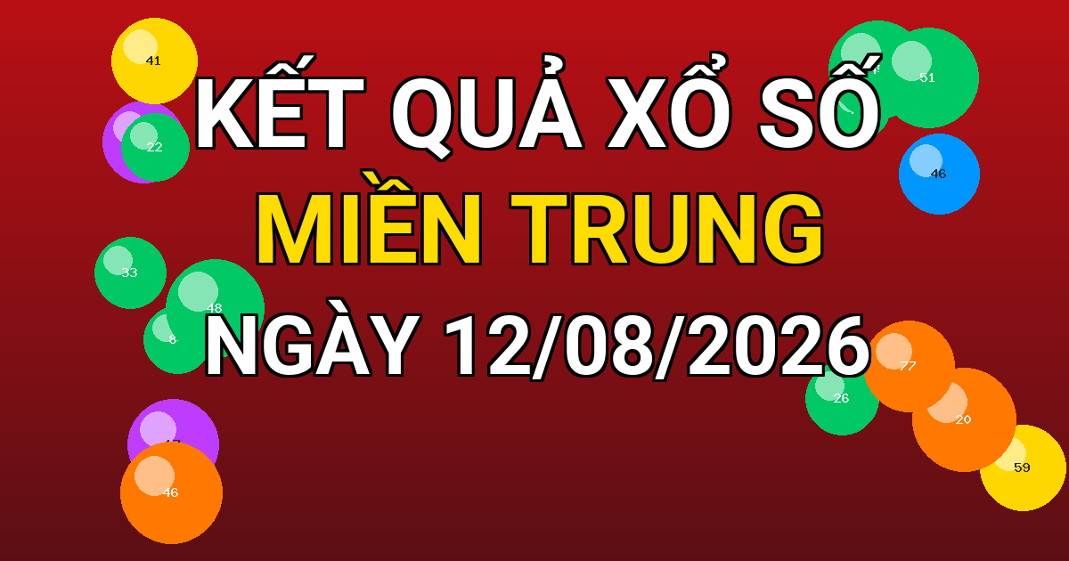 Kết quả xổ số Miền Trung ngày 12/08/2026