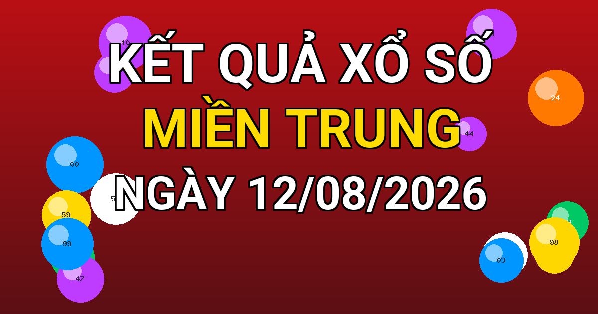 Kết quả xổ số Miền Trung ngày 12/08/2026