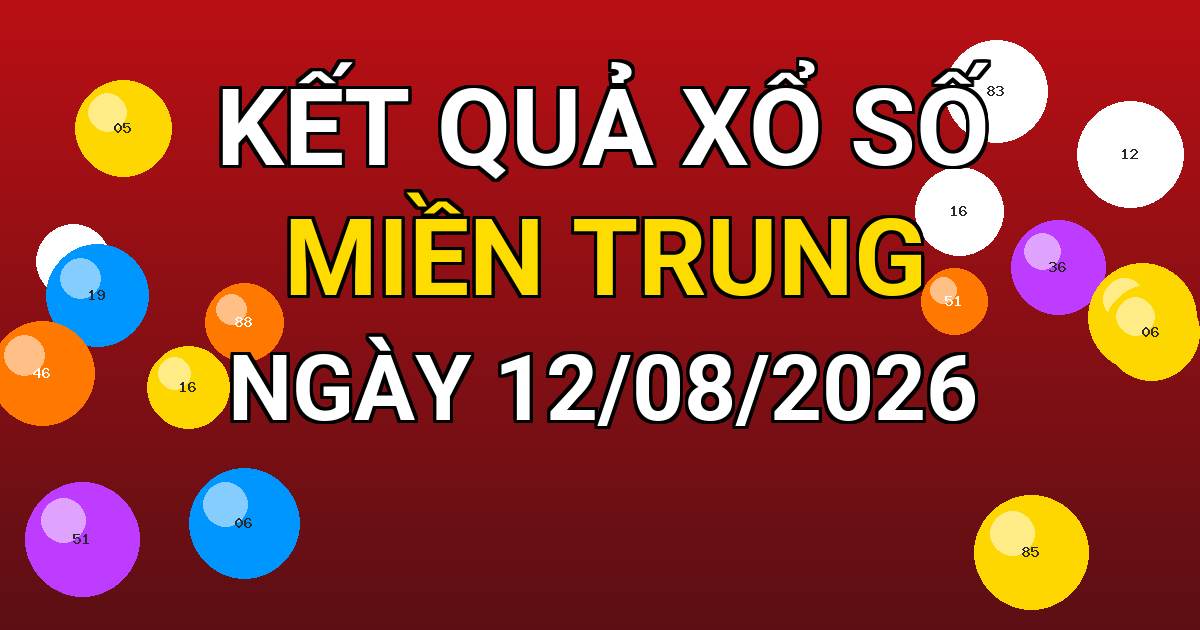 Kết quả xổ số Miền Trung ngày 12/08/2026