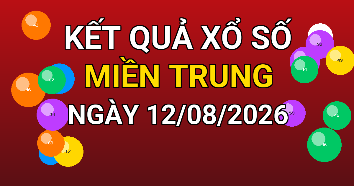 Kết quả xổ số Miền Trung ngày 12/08/2026