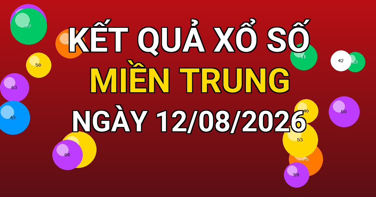 Kết quả xổ số Miền Trung ngày 12/08/2026