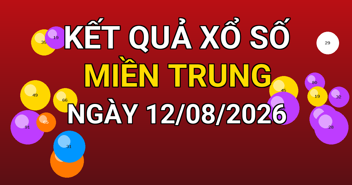 Kết quả xổ số Miền Trung ngày 12/08/2026