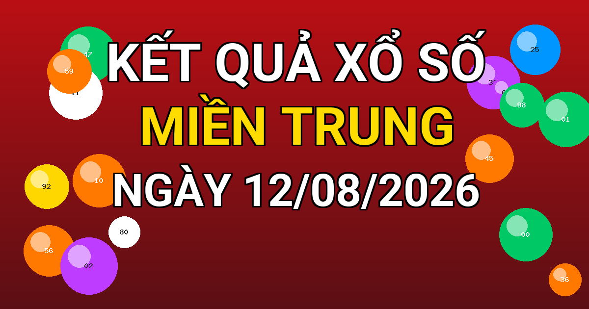 Kết quả xổ số Miền Trung ngày 12/08/2026