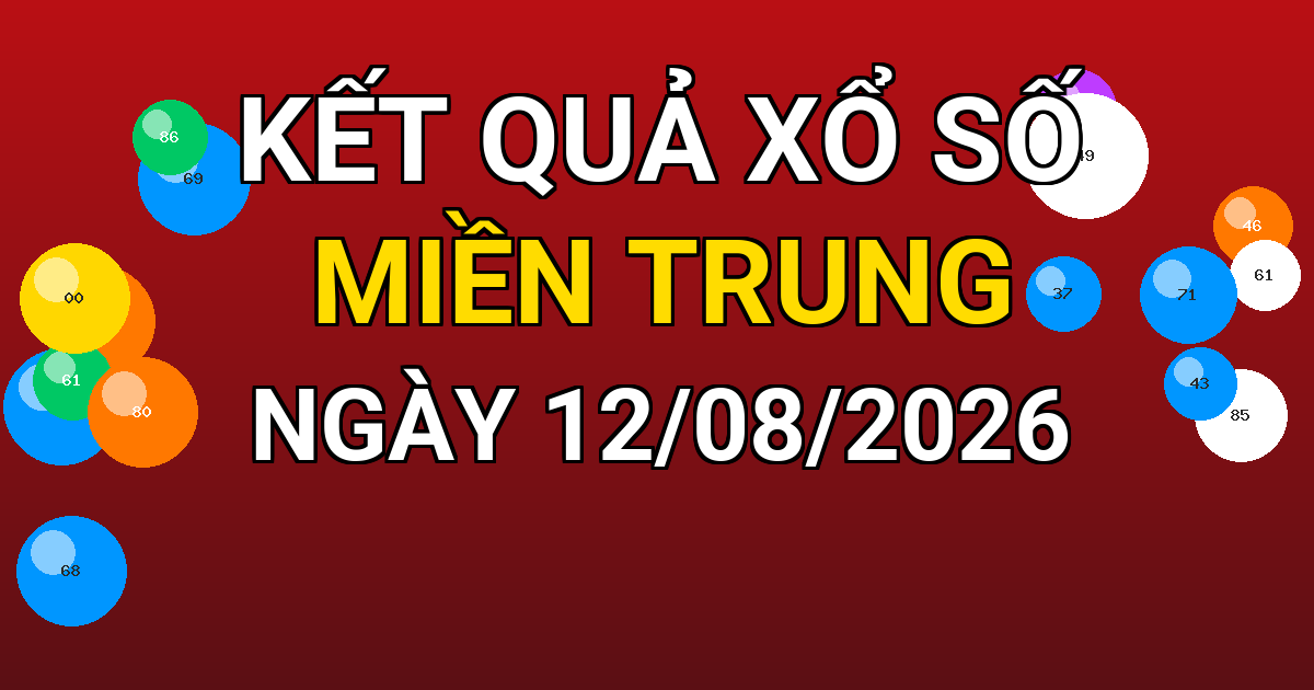 Kết quả xổ số Miền Trung ngày 12/08/2026