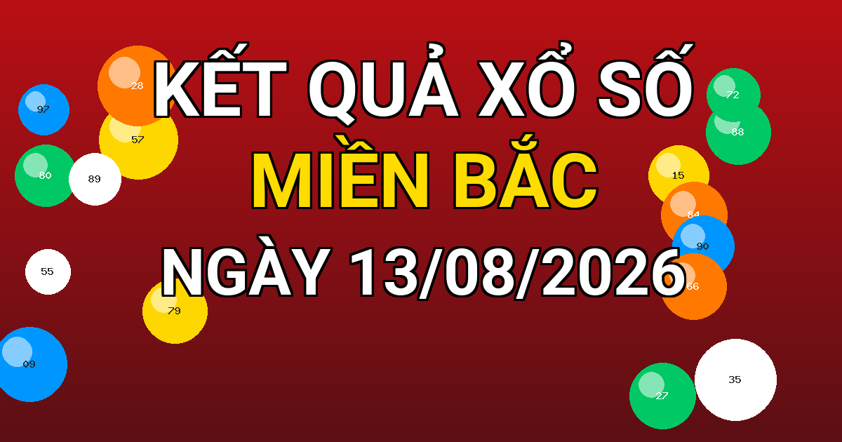 Kết quả xổ số Miền Bắc ngày 13/08/2026