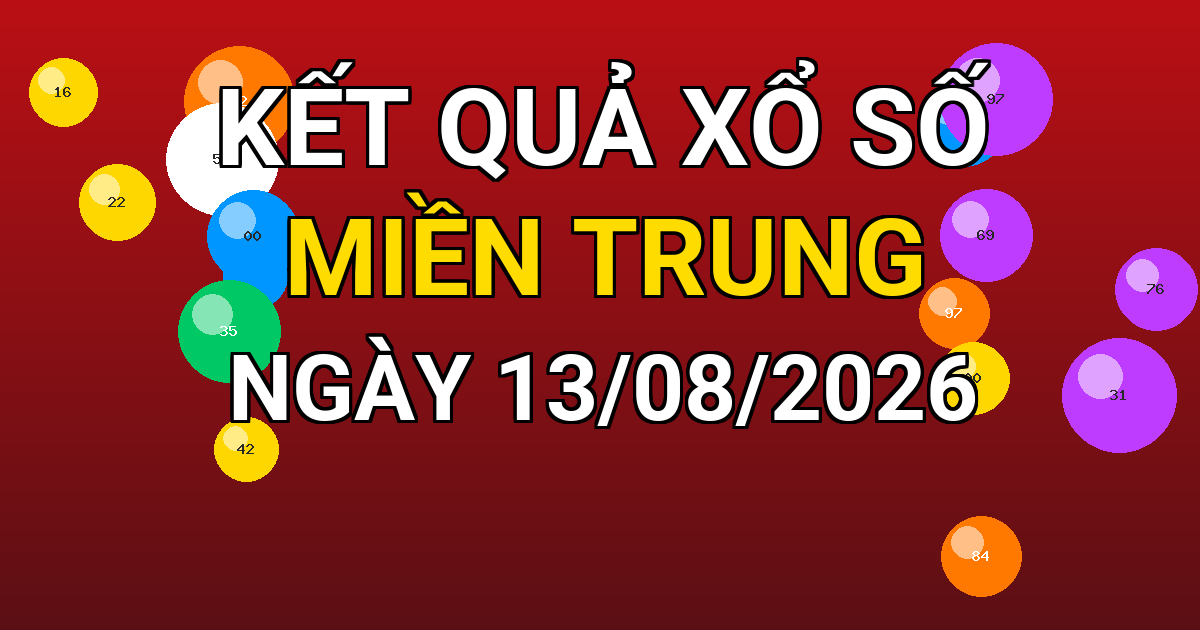 Kết quả xổ số Miền Trung ngày 13/08/2026