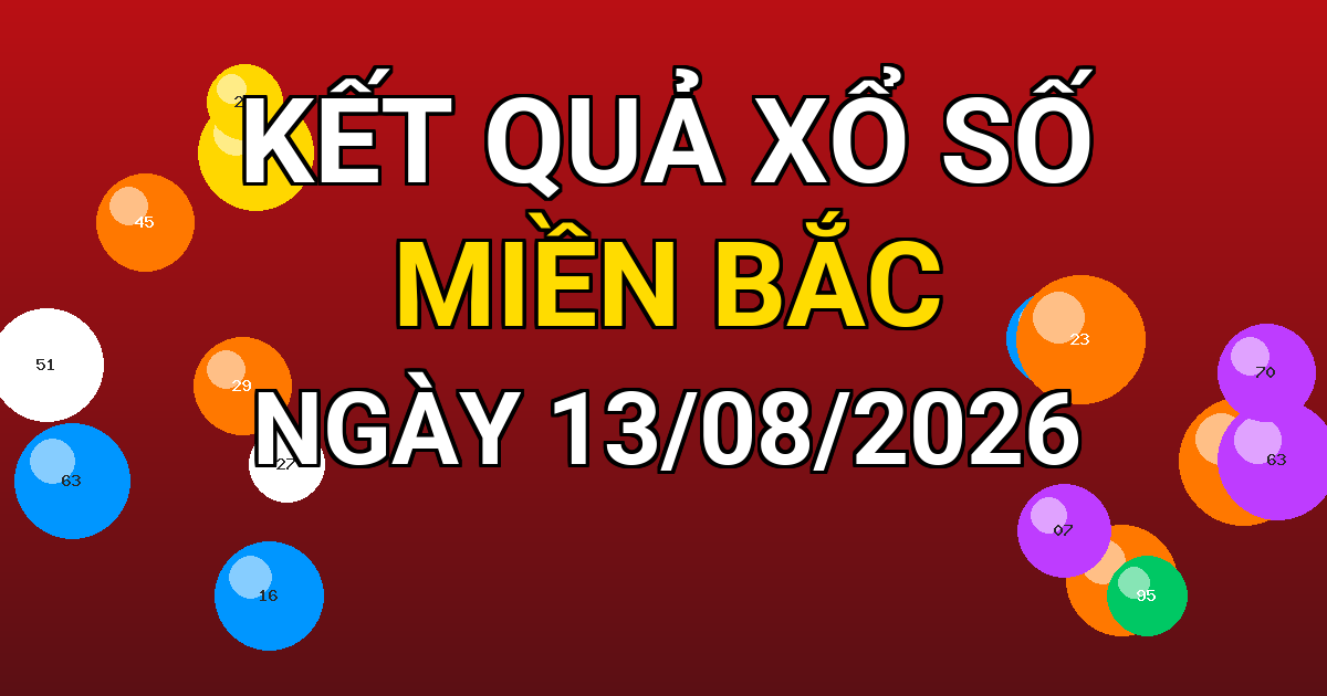 Kết quả xổ số Miền Bắc ngày 13/08/2026