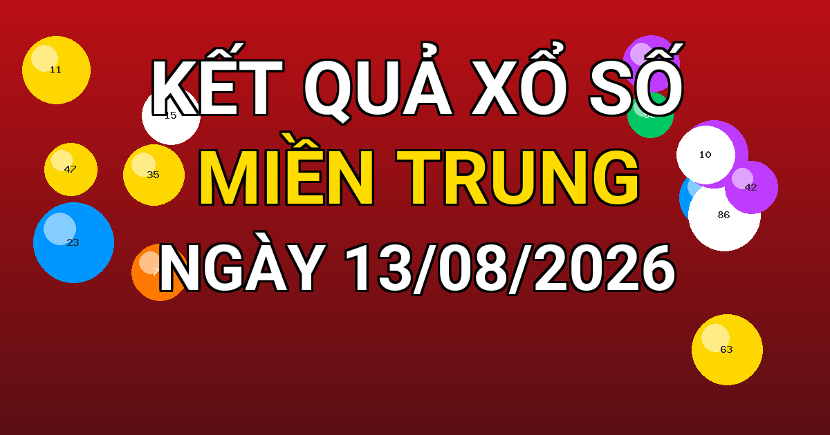 Kết quả xổ số Miền Trung ngày 13/08/2026