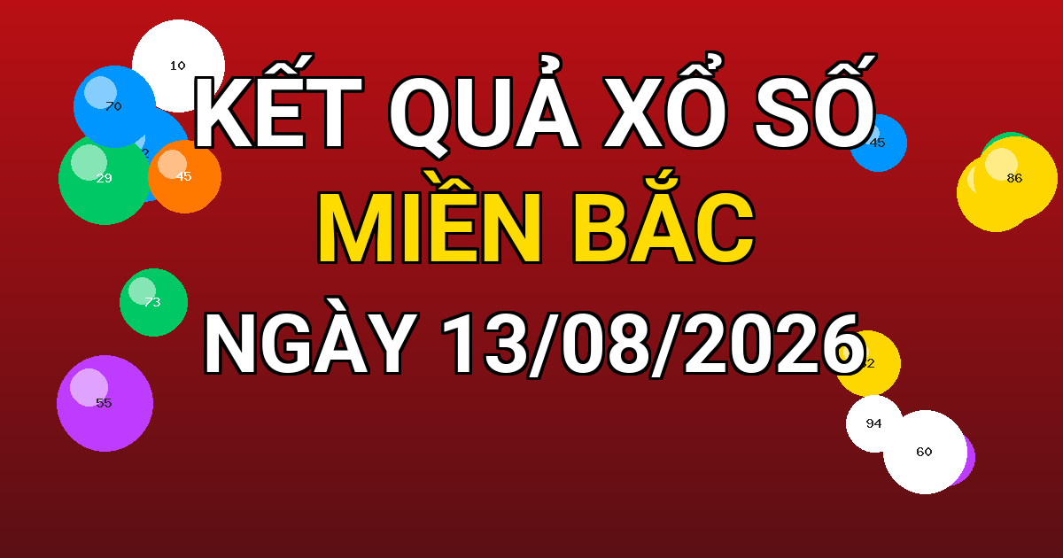 Kết quả xổ số Miền Bắc ngày 13/08/2026