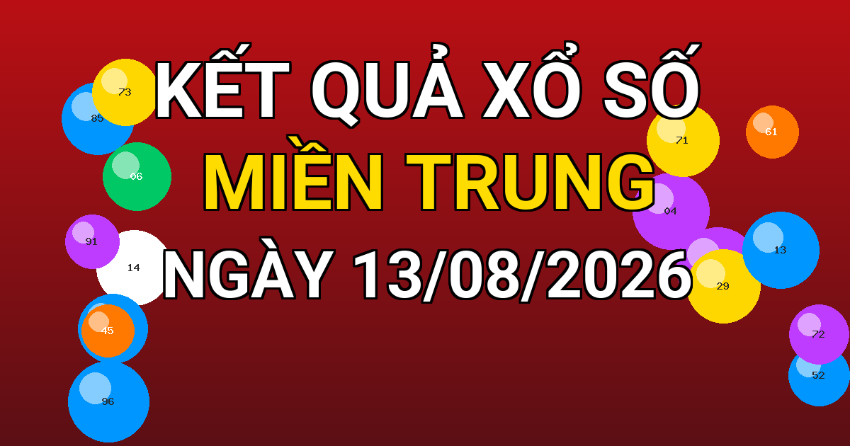 Kết quả xổ số Miền Trung ngày 13/08/2026
