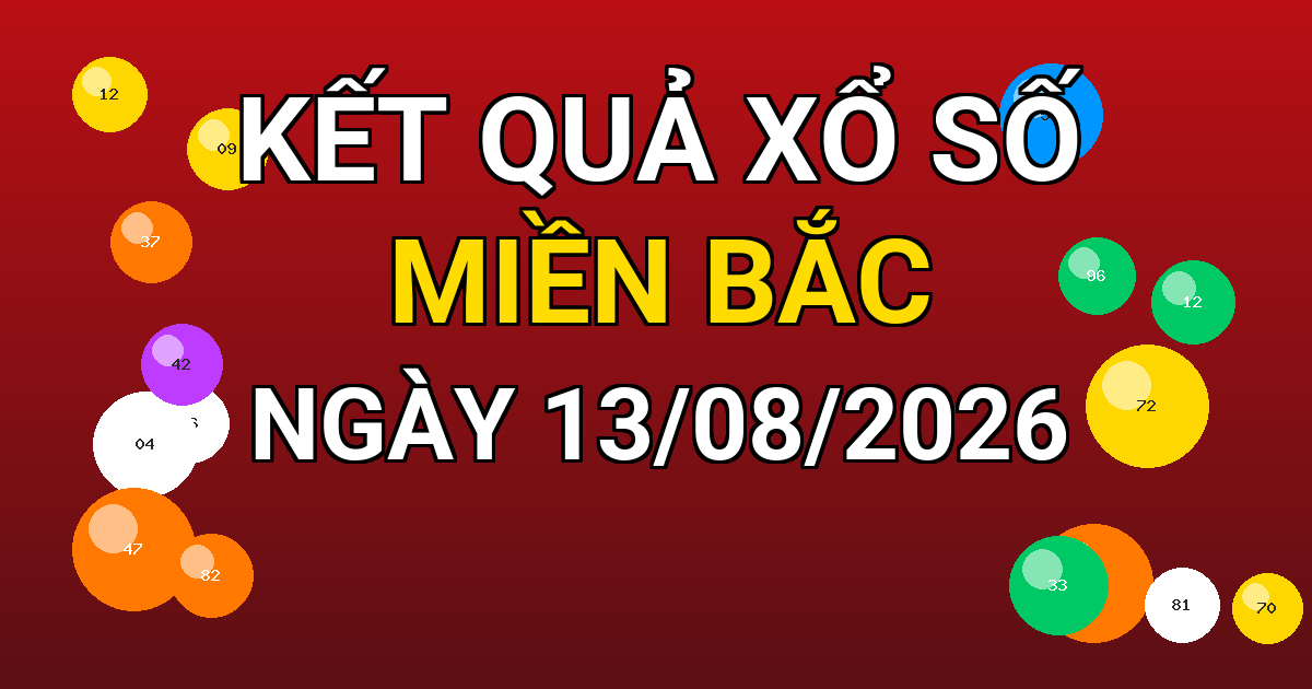 Kết quả xổ số Miền Bắc ngày 13/08/2026