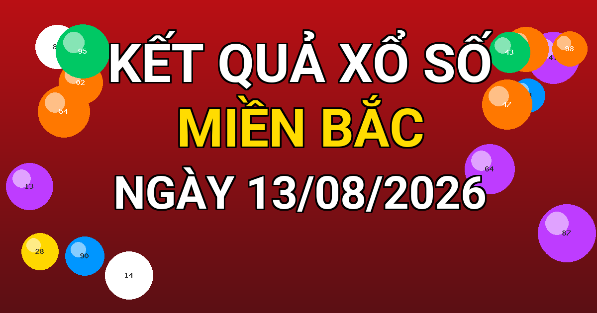Kết quả xổ số Miền Bắc ngày 13/08/2026