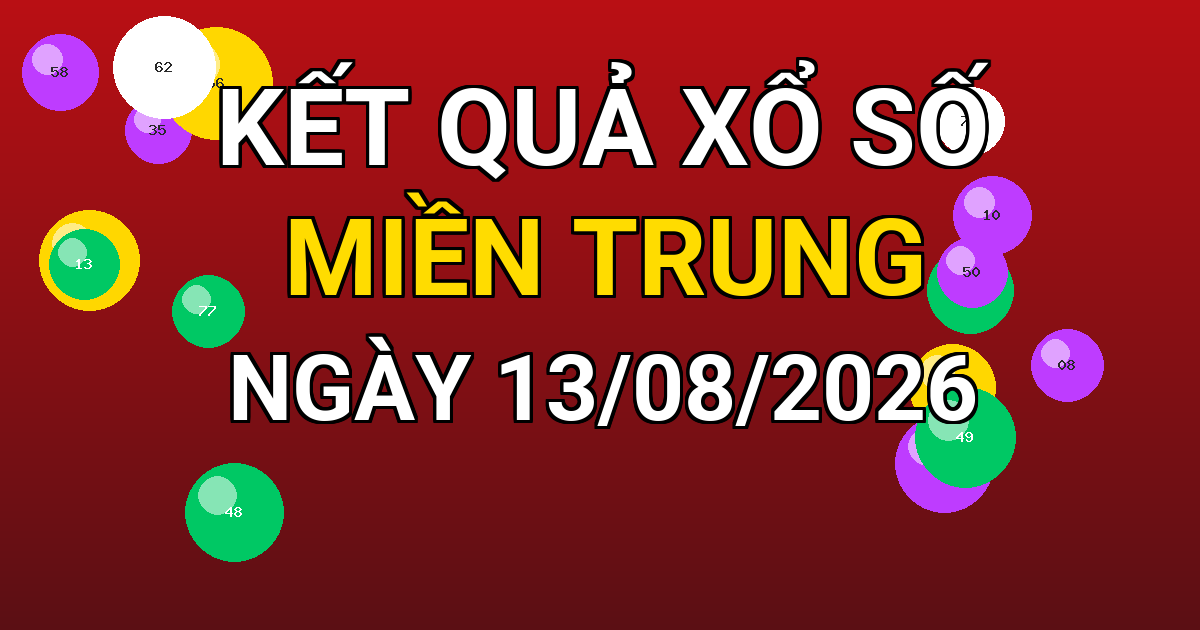 Kết quả xổ số Miền Trung ngày 13/08/2026