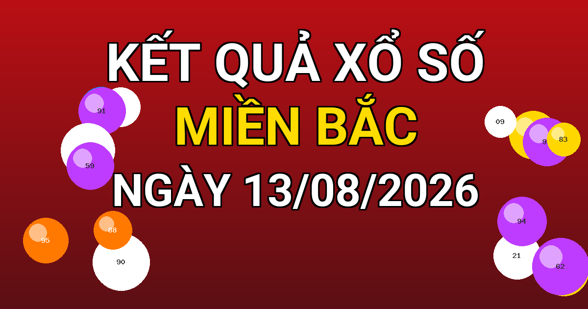 Kết quả xổ số Miền Bắc ngày 13/08/2026