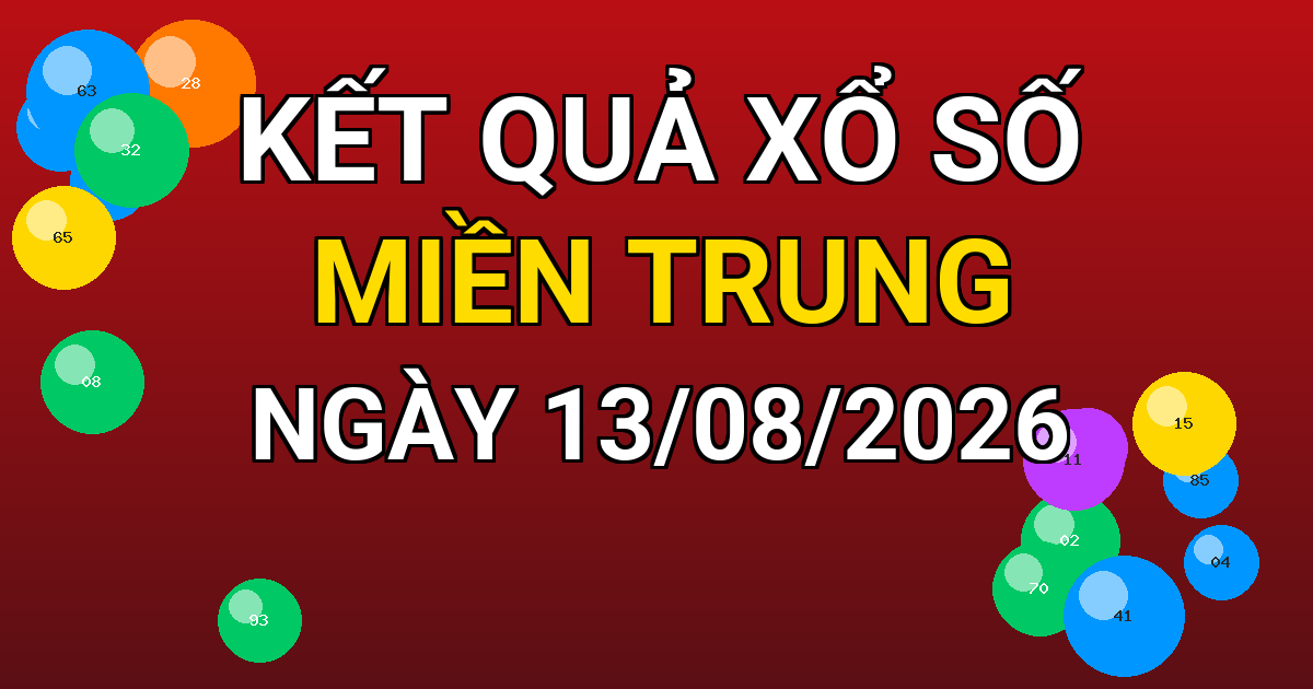 Kết quả xổ số Miền Trung ngày 13/08/2026