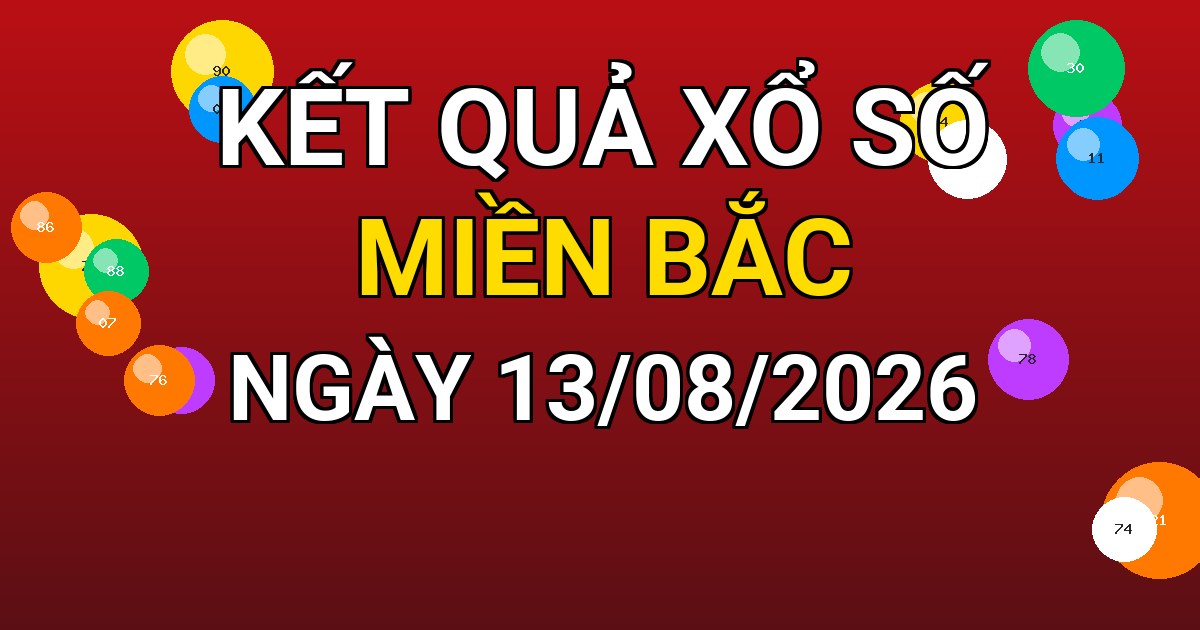 Kết quả xổ số Miền Bắc ngày 13/08/2026
