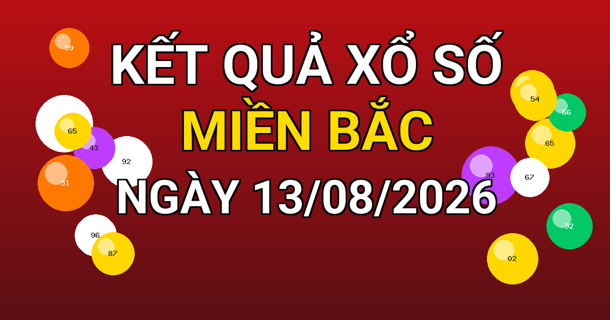 Kết quả xổ số Miền Bắc ngày 13/08/2026
